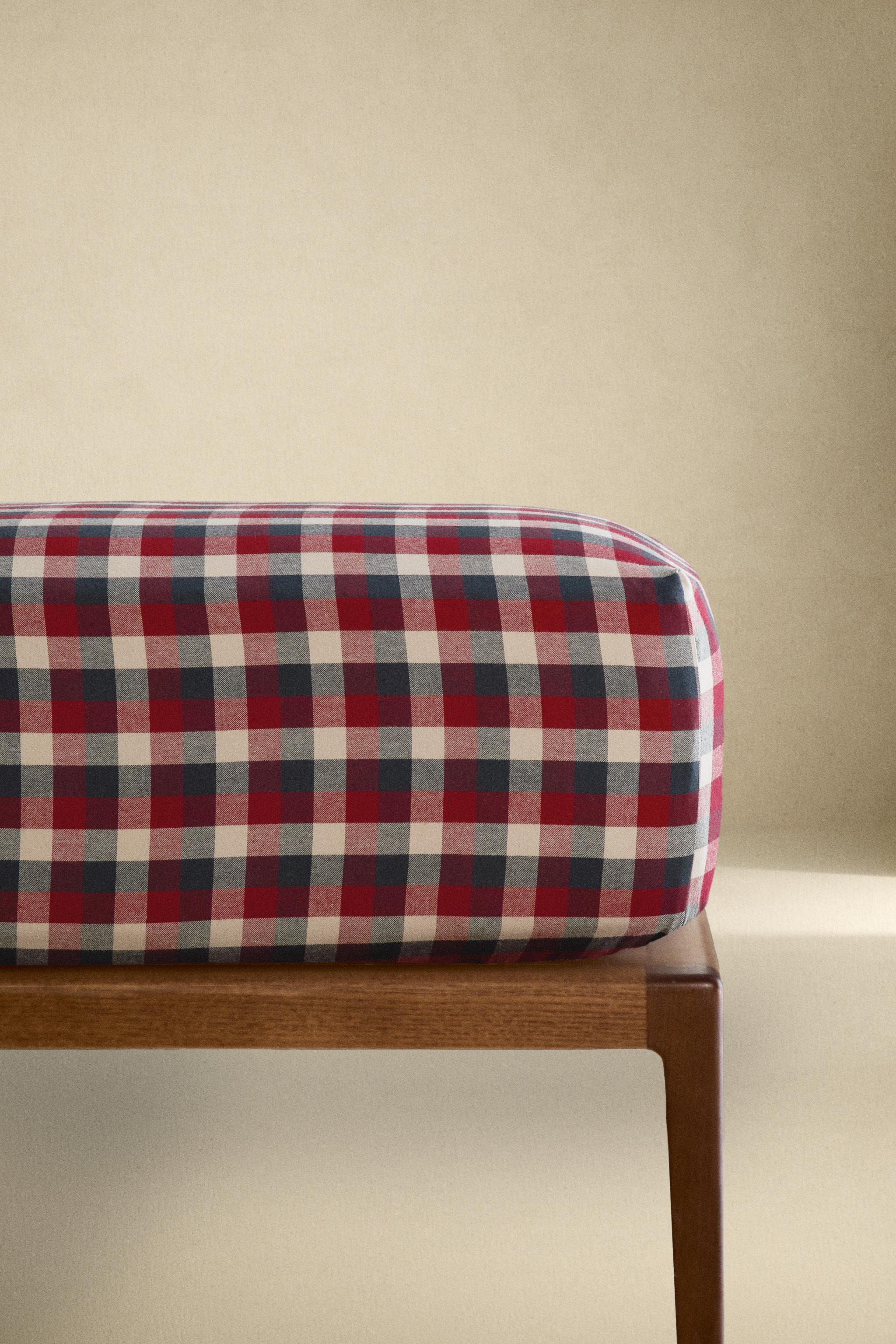 CHRISTMAS TARTAN CHECK COTTON FLANNEL FITTED SHEET